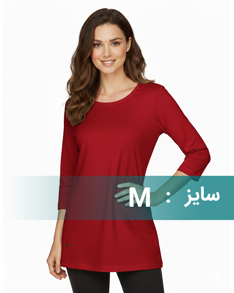 تیشرت نخی دخترانه 1267 - عنابی