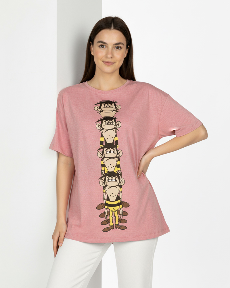 تیشرت اسپرت دخترانه 1364-T3 - صورتی کثیف