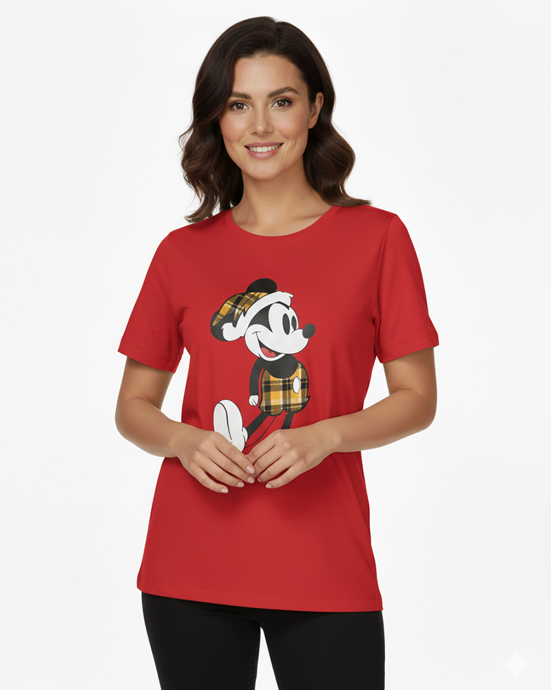 تیشرت طرح دار دخترانه 1382 - قرمز