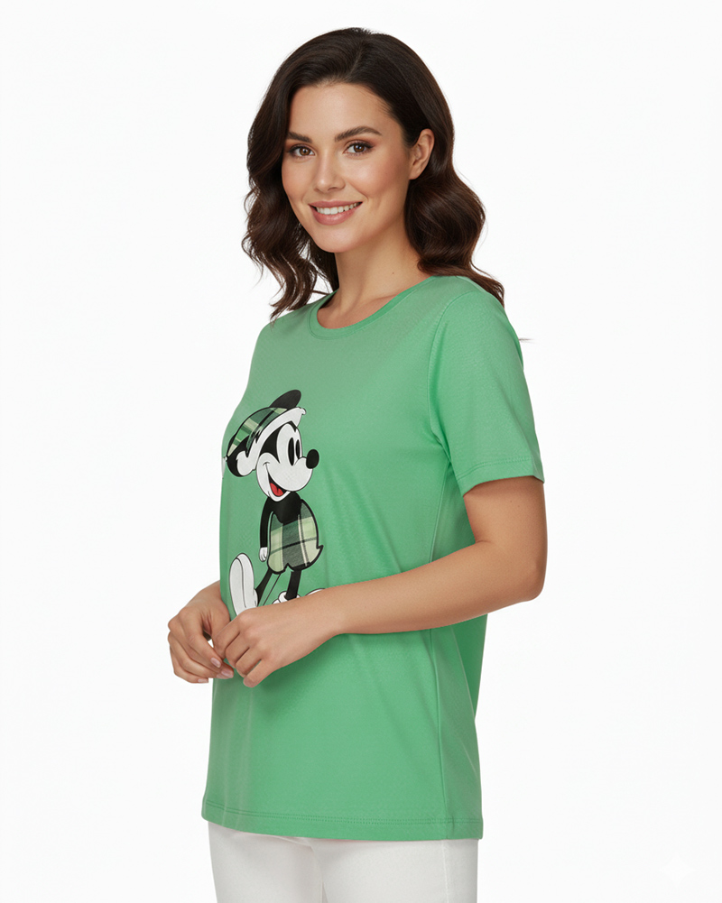 تیشرت طرح دار دخترانه 1382 - سبز‌ پاستیلی