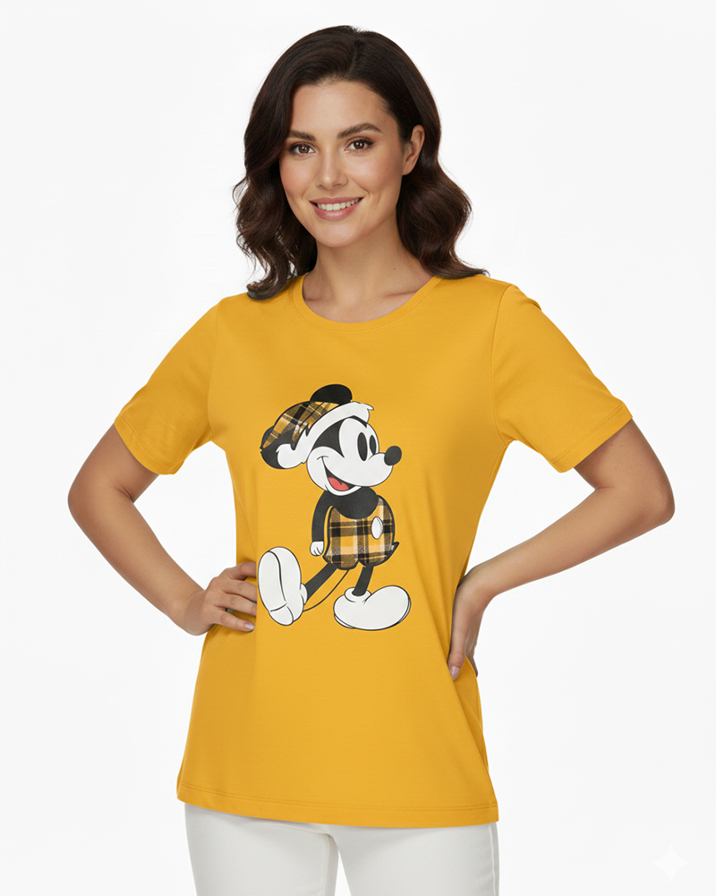 تیشرت طرح دار دخترانه 1382 - زرد