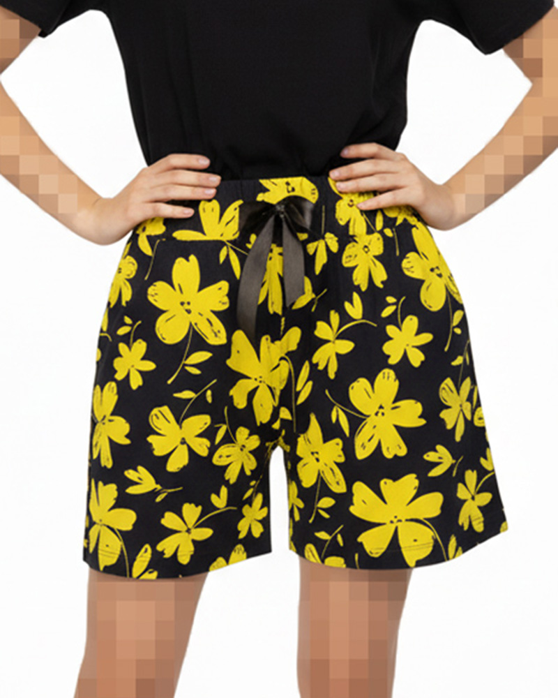 شلوارک زنانه 1489 - زرد