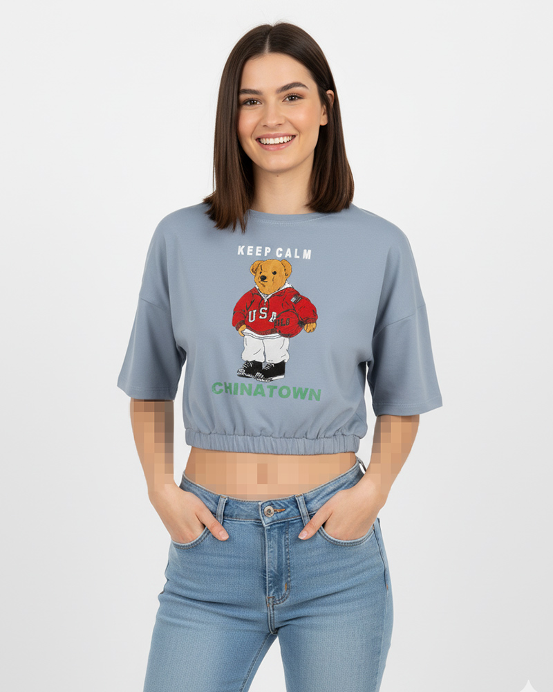 نیم تنه teddy bear نخی زنانه 1635 - آبی بنفش