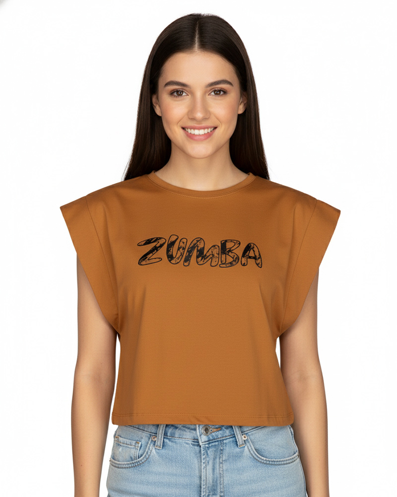 تیشرت نخی زنانه 1653 - بادامی