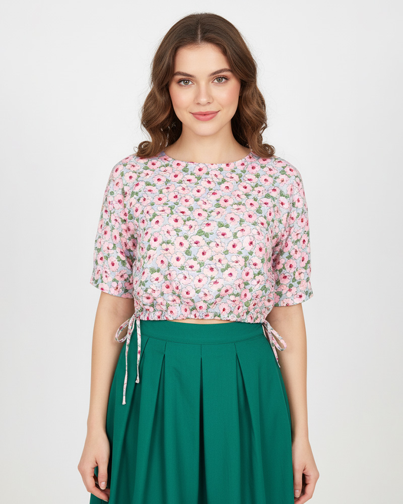 شومیز طرح دار زنانه 304214 - صورتی