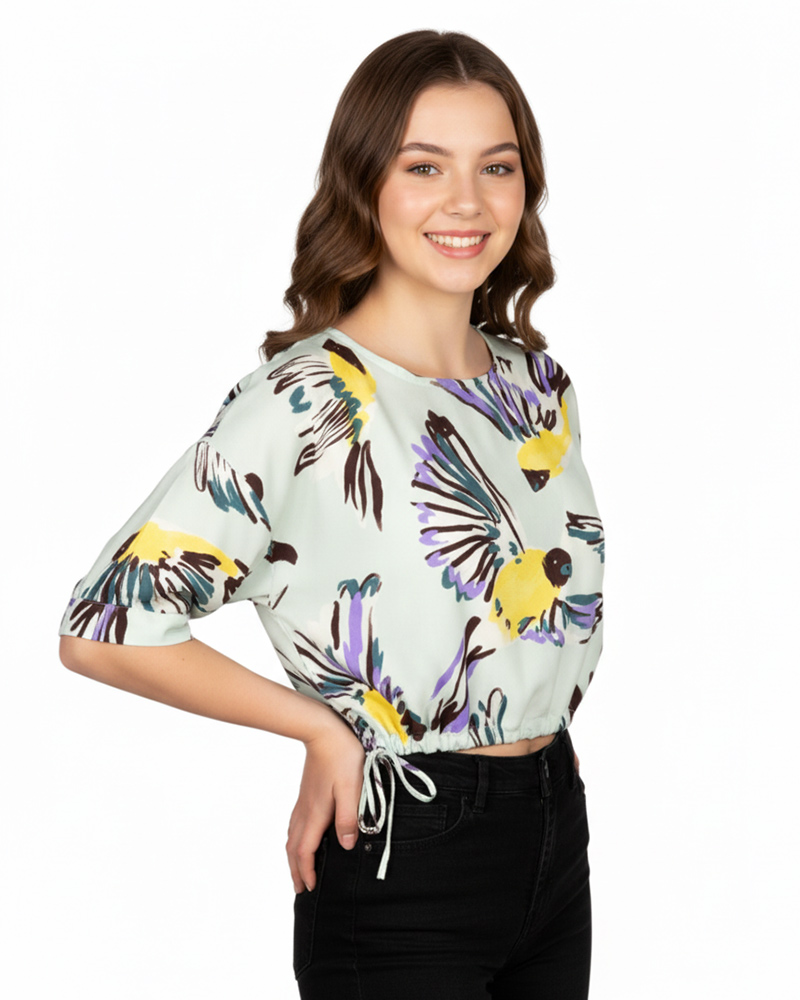 شومیز طرح دار زنانه 304214 - آبی بنفش تیره