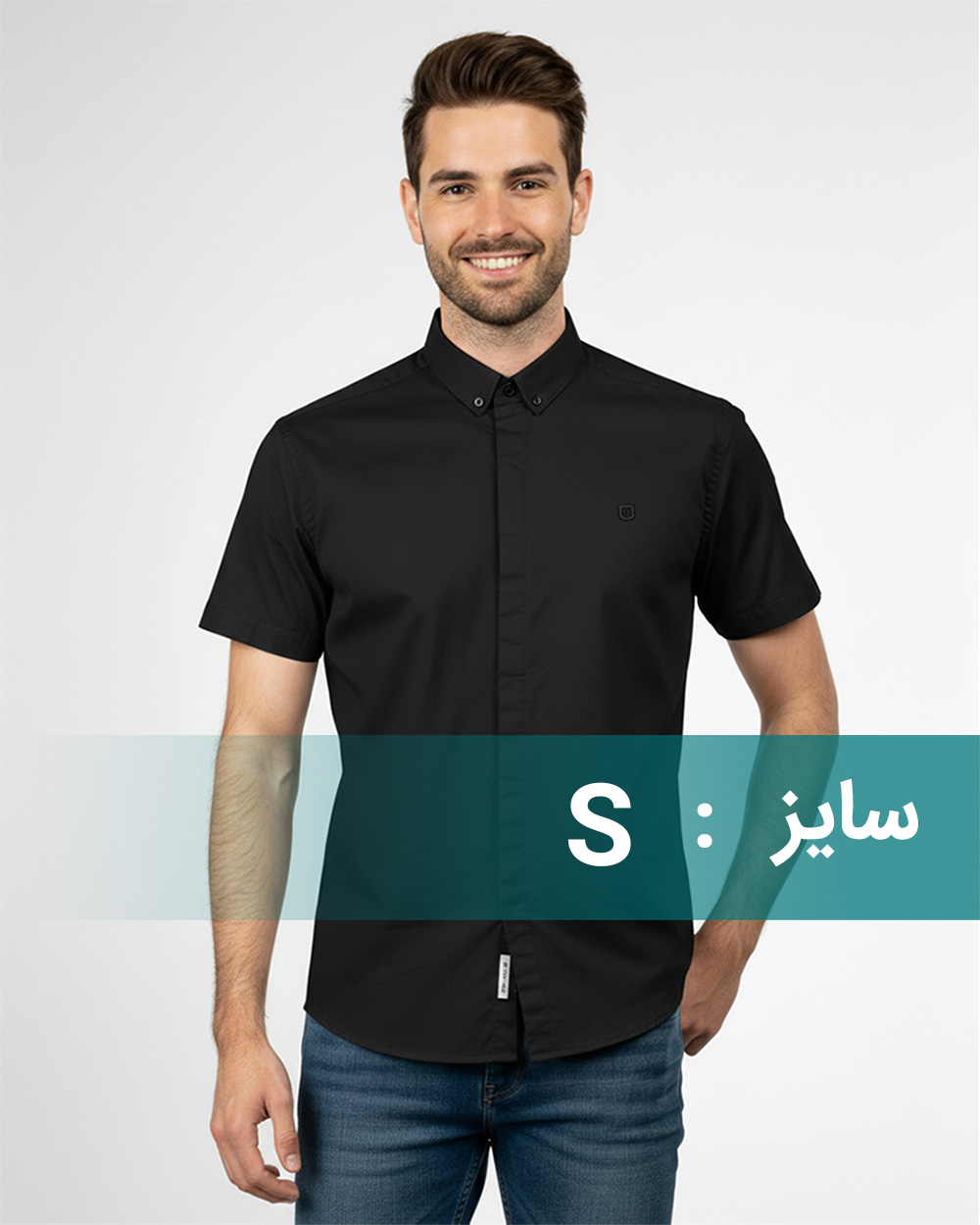 پیراهن آستین کوتاه مردانه 4004 - مشکی