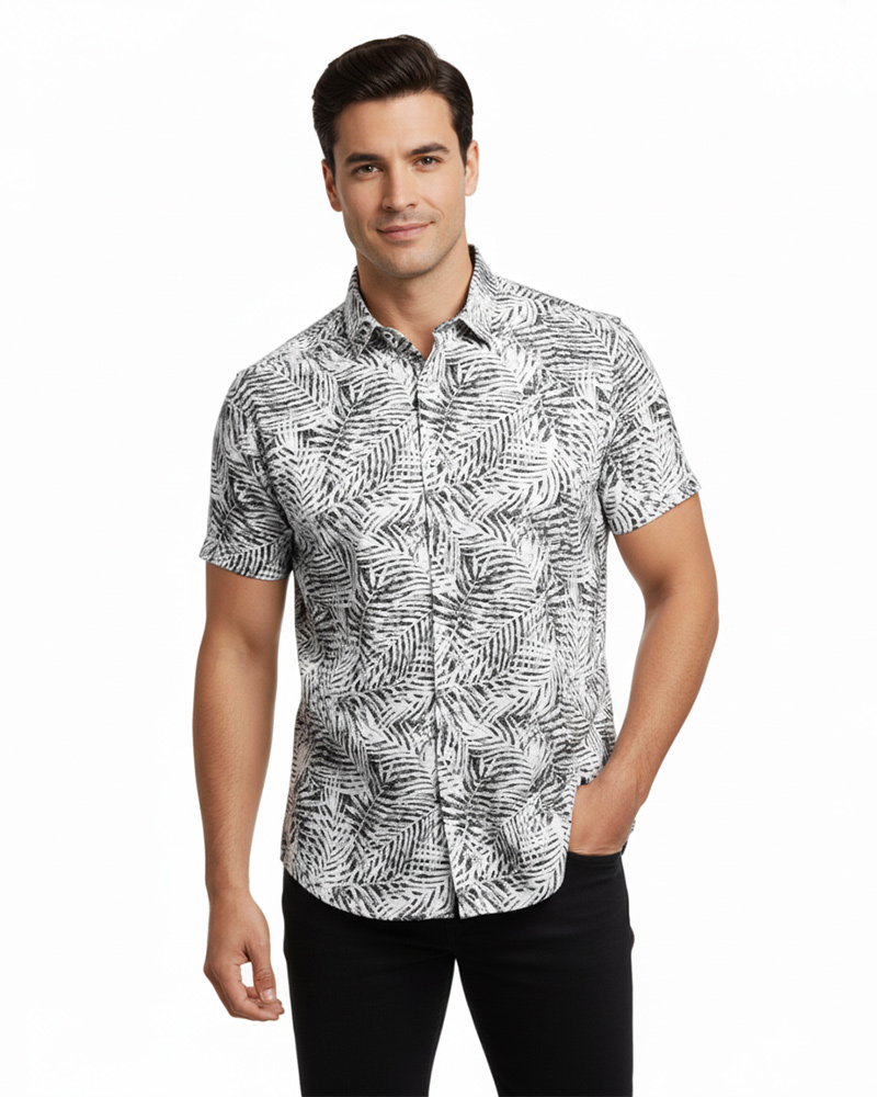 پیراهن هاوایی مردانه 4022 - مشکی