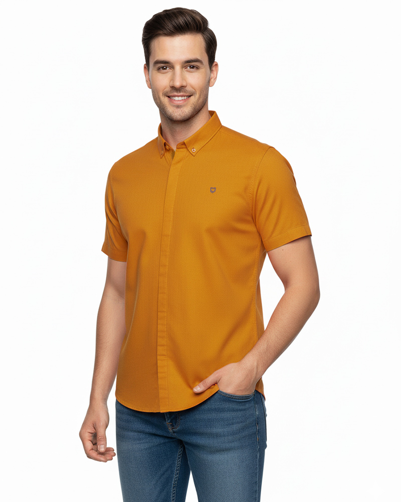 پیراهن ساده مردانه 4041 - بادامی