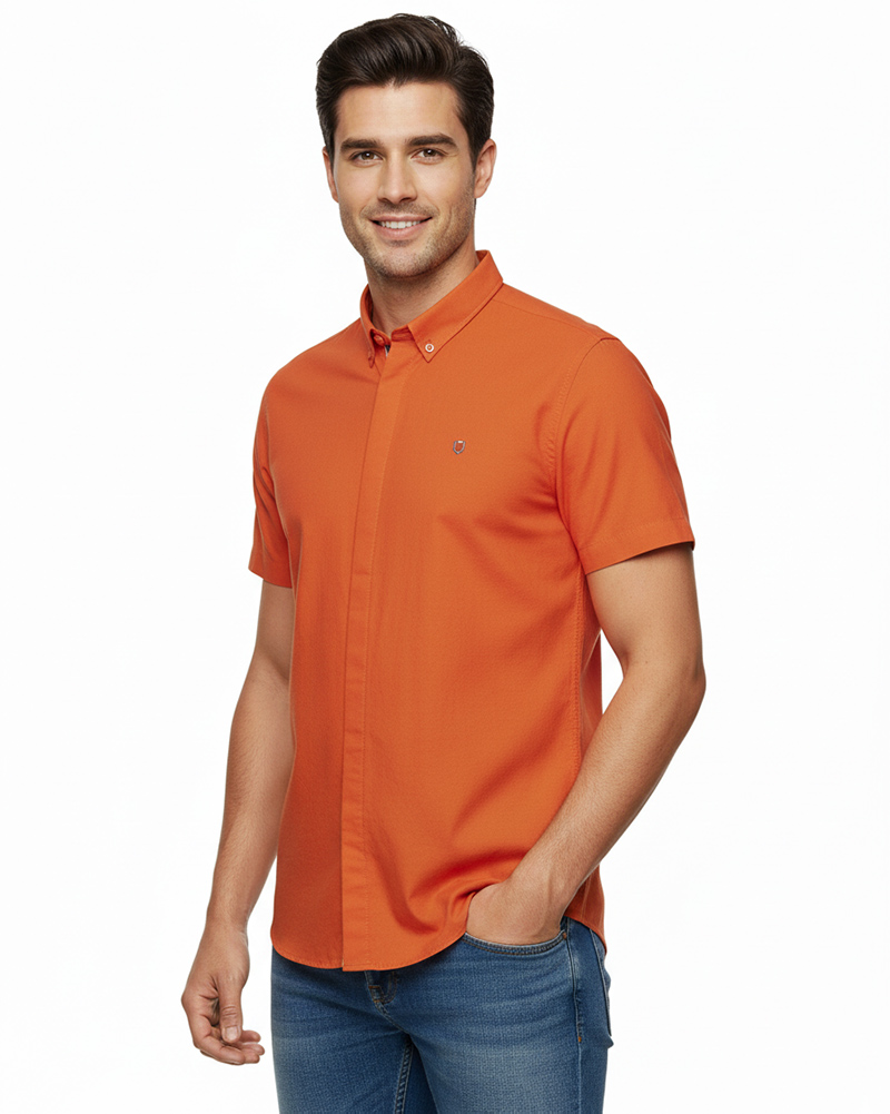 پیراهن ساده مردانه 4041 - آجری