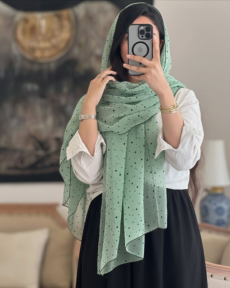 شال حریر مزونی 5281 - سبز شبرنگ