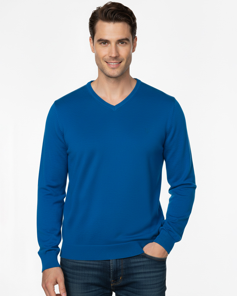 پلیور بافت مردانه 6405 - آبی تیره