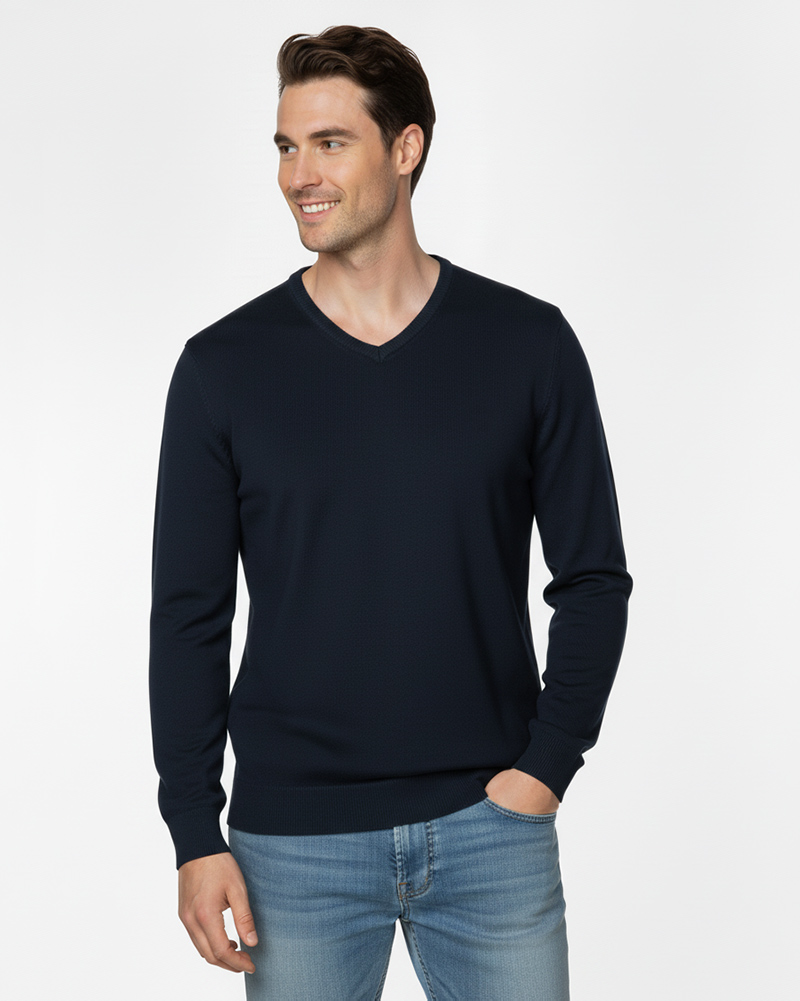 پلیور بافت مردانه 6405 - سرمه‌ای