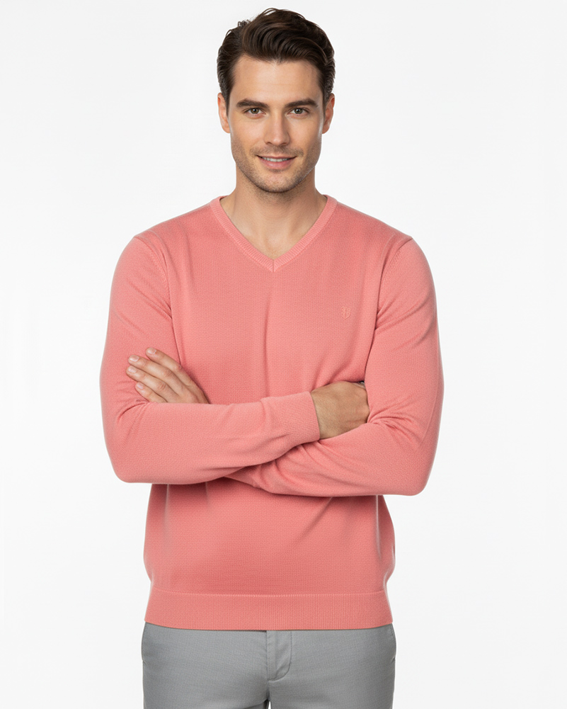 پلیور بافت مردانه 6405 - صورتی