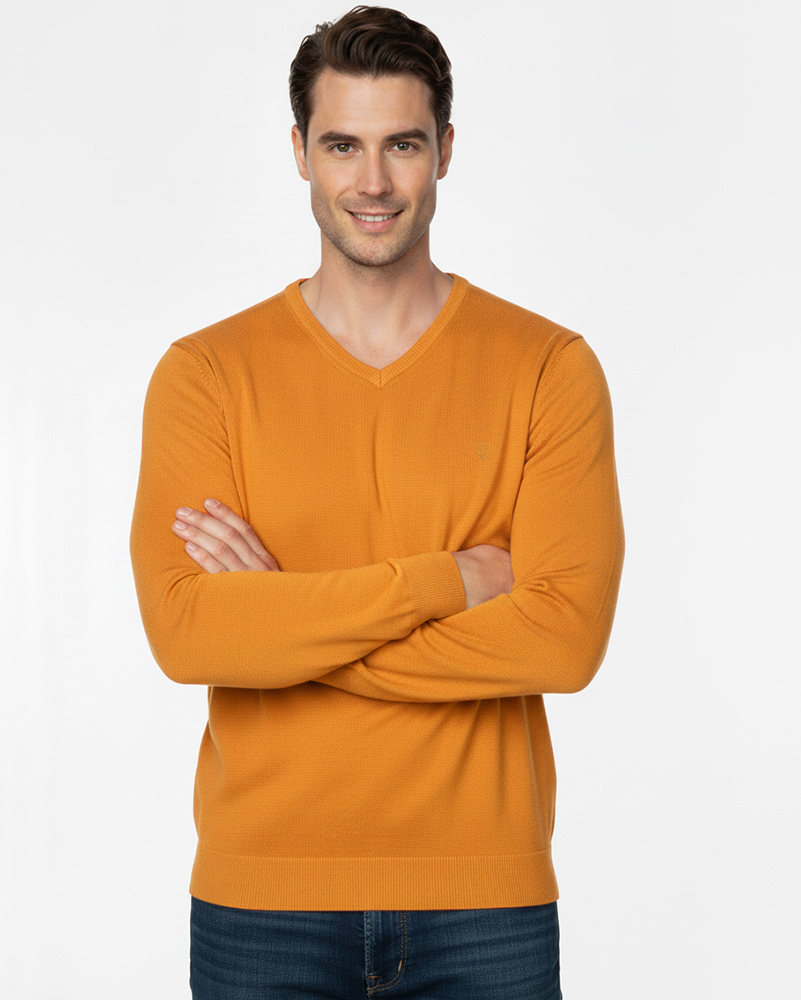 پلیور بافت مردانه 6405 - عسلی