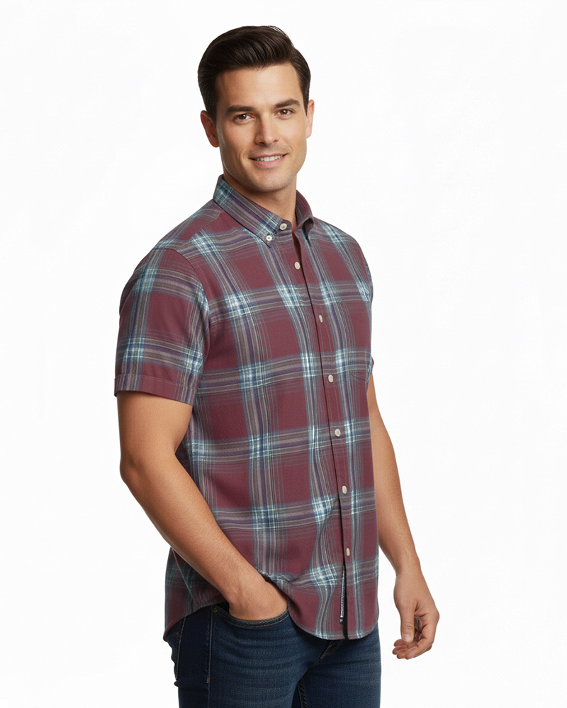 پیراهن چهارخانه مردانه VK9922 - جگری