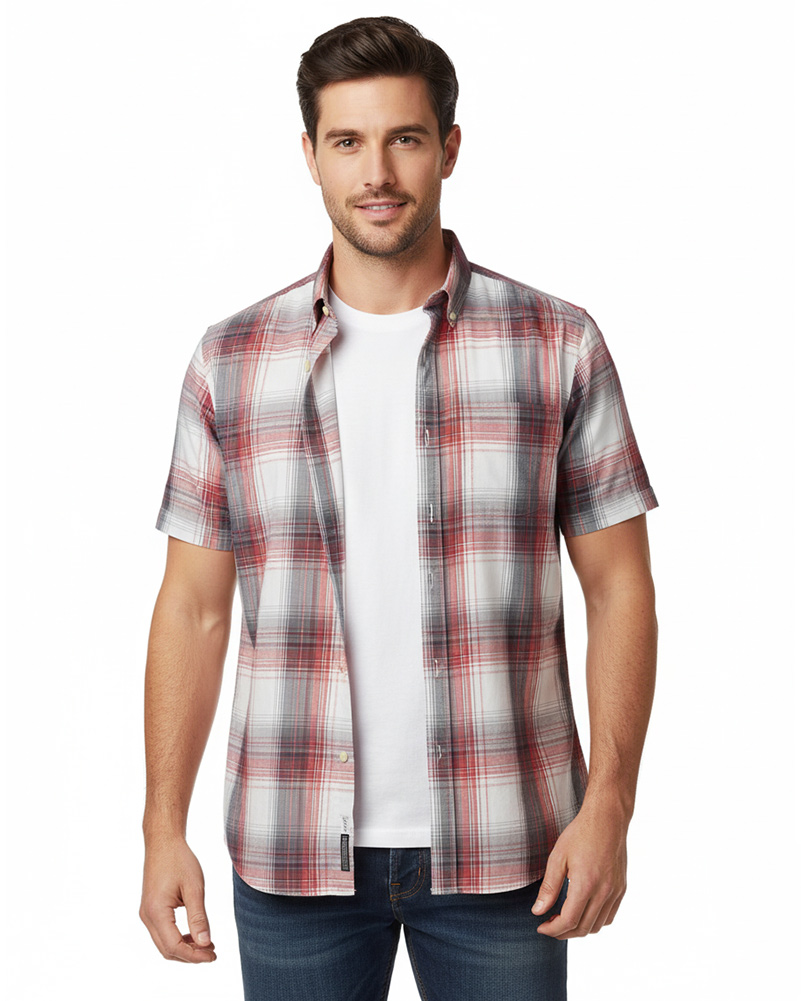 پیراهن چهارخانه مردانه VK9922 - سفید