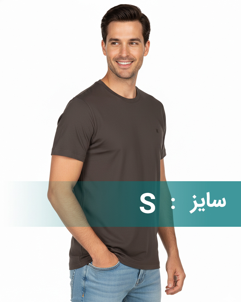 تیشرت مردانه آستین کوتاه - طوسی قهوه‌ای