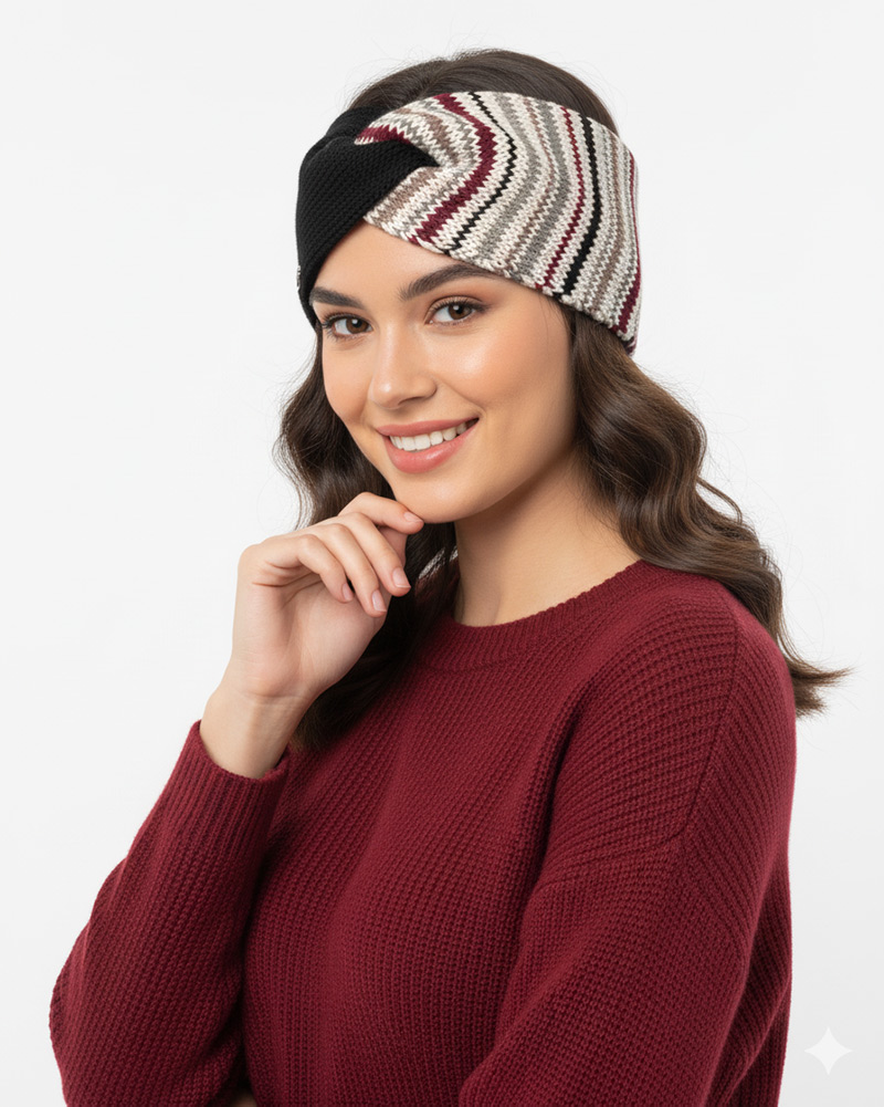 هدبند بافت پروانه ای 34032 - عنابی