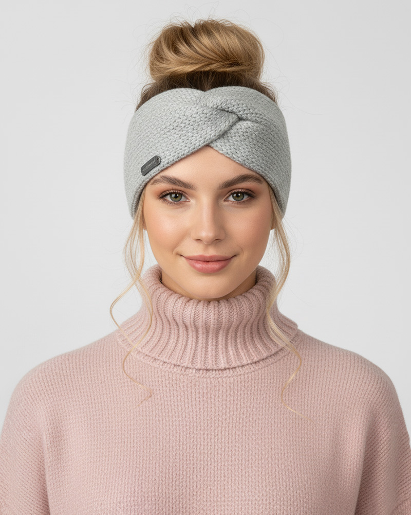 هدبند بافت لمه دار پروانه ای طیف روشن 34037 - طوسی