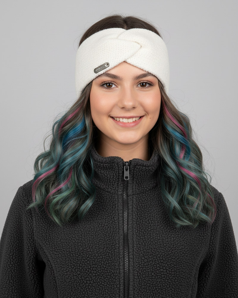 هدبند بافت لمه دار پروانه ای طیف روشن 34037 - سفید