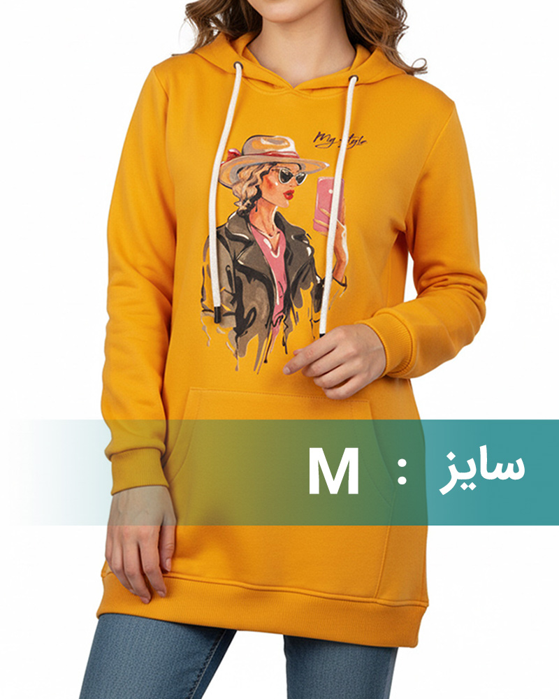 هودی طرح دار زنانه 0038 - عسلی