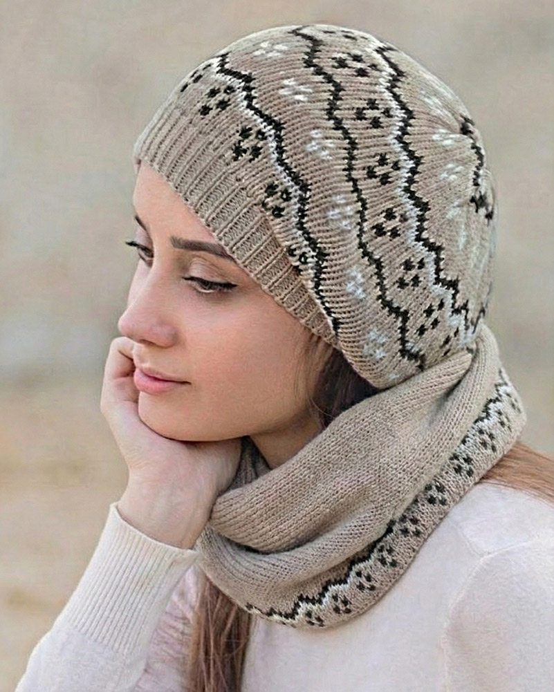 ست کلاه و شال گردن20091 - طوسی کمرنگ