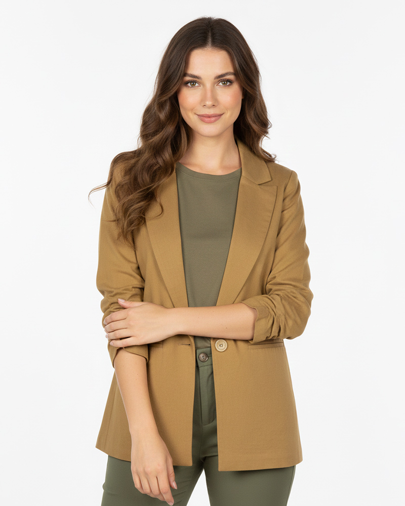 مانتو کتی کتان زنانه 2191 - خاکی