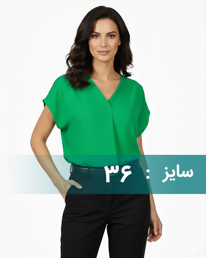 شومیز ساده یقه هفت زنانه 304375 - سبز کمرنگ