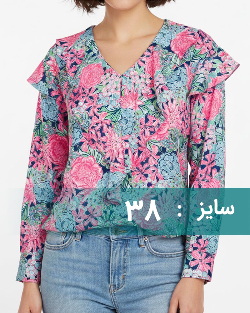 بلوز زنانه طرح دار 304399 - صورتی روشن