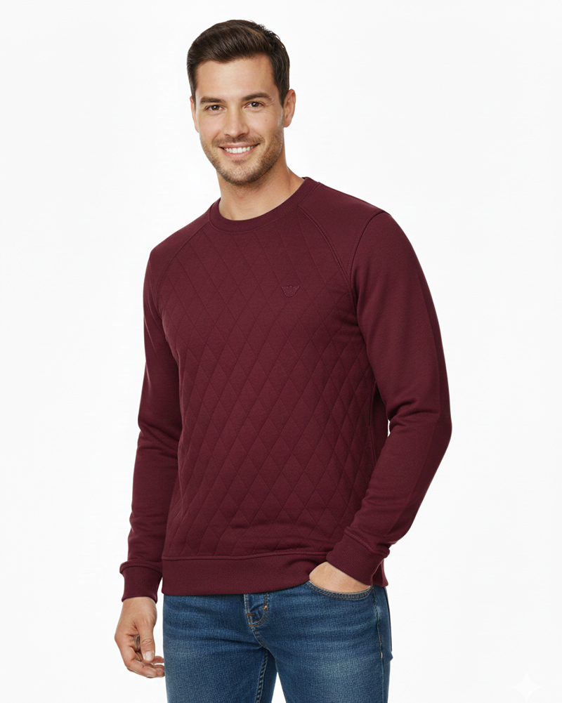 بلوز دورس آستین بلند مردانه 3607 - شرابى