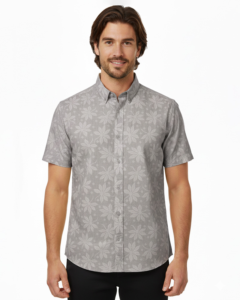 پیراهن مردانه هاوایی 4012 - طوسی قهوه‌ای