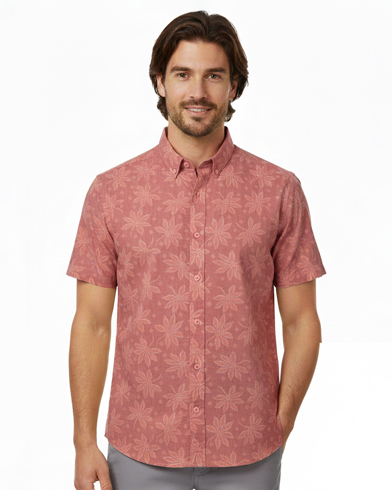 پیراهن مردانه هاوایی 4012 - صورتی کثیف