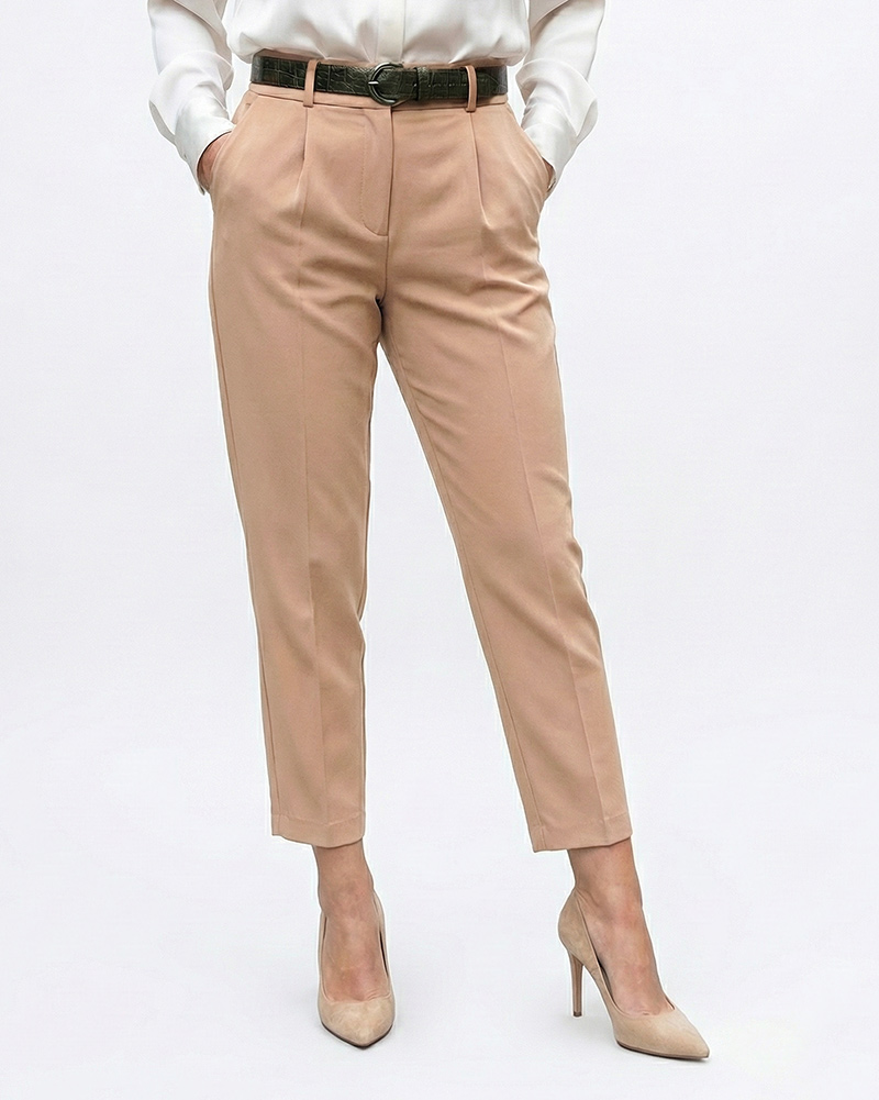 شلوار کرپ زنانه 5289 - کرمی سیر