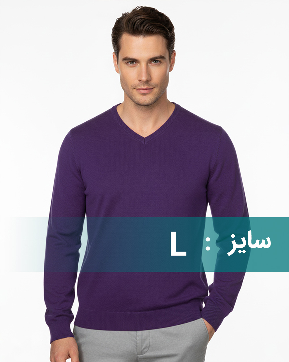 پلیور بافت مردانه 6405 - بادمجانی