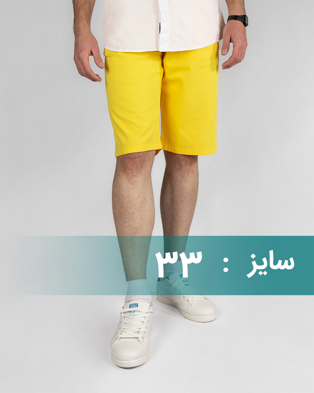 شلوارک کتان مردانه VK990903 - زرد