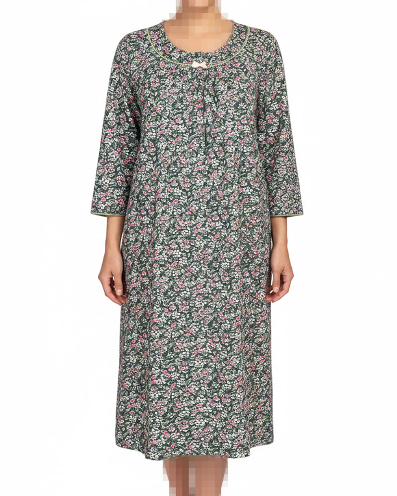 پیراهن راحتی آستین بلند زنانه 3949 - سبز تیره