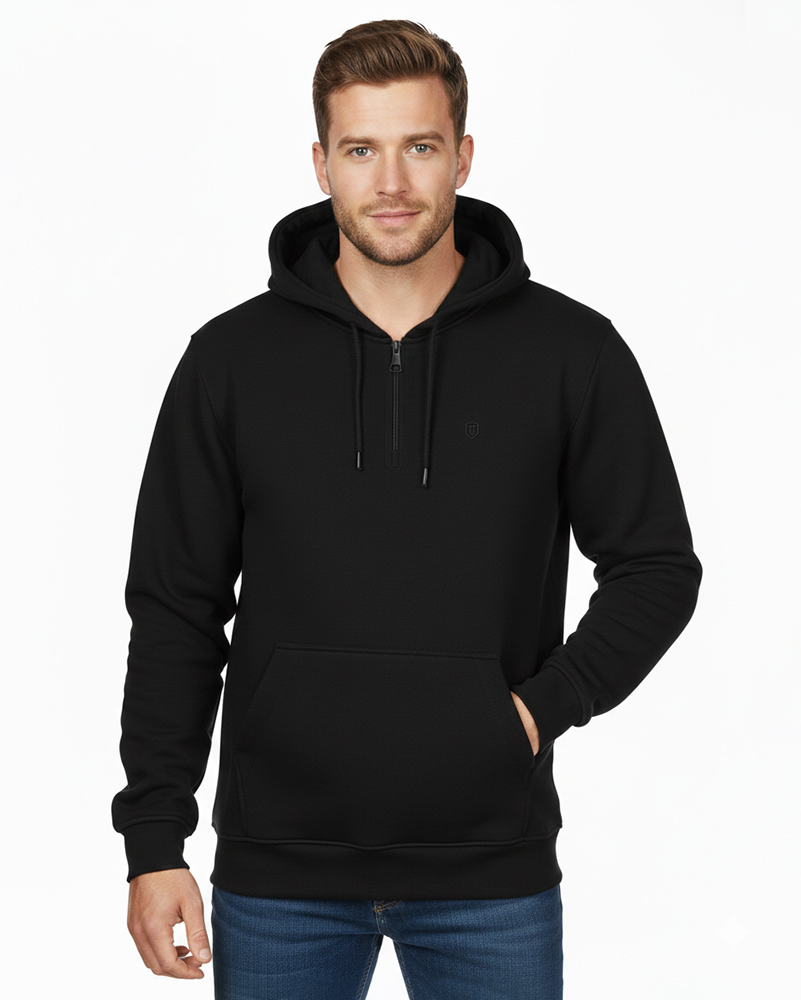 هودی دورس توکرکی نیم زیپ 4035 - مشکی