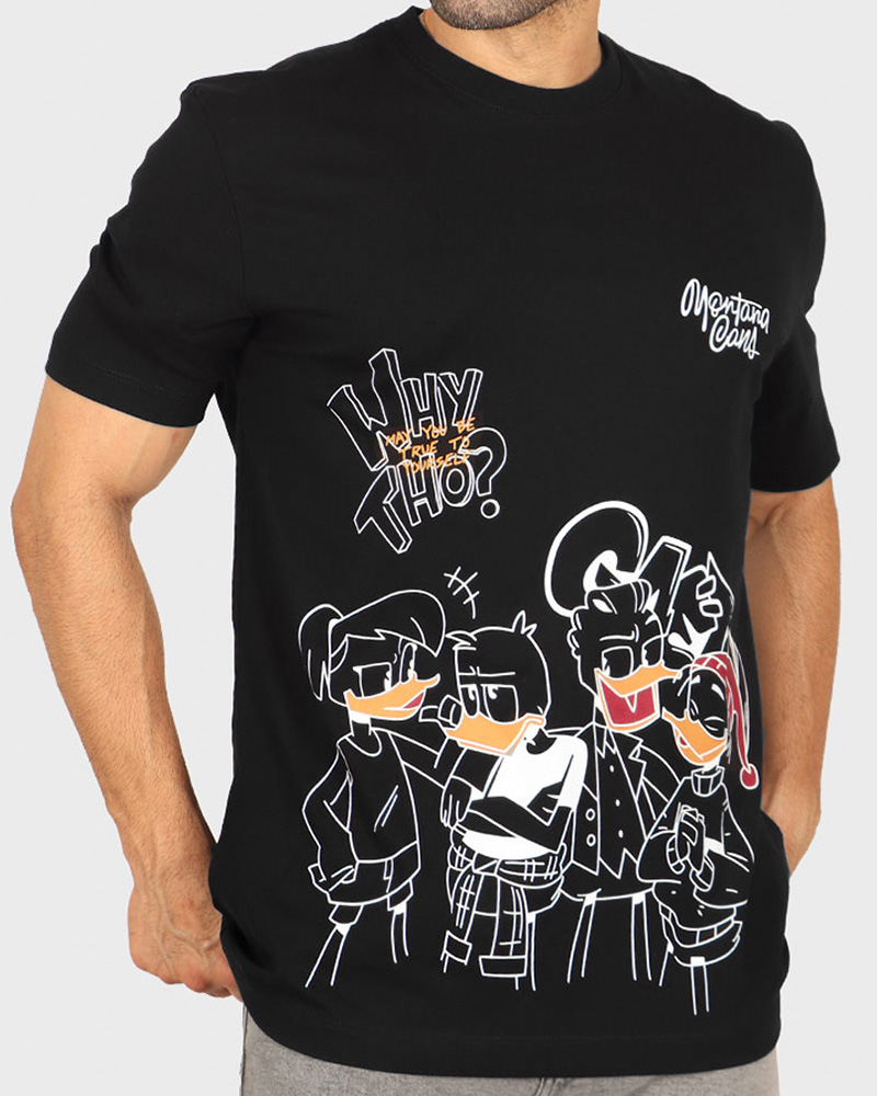 تیشرت مردانه طرح دار vk031474 - مشکی