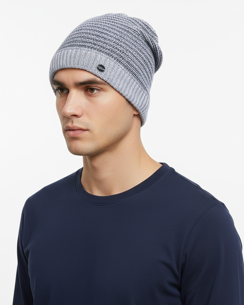 کلاه بافت دوکاره 30136 - طوسی