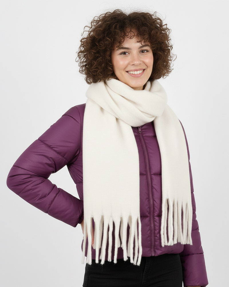 شال موهر ساده زنانه 5849 - شیرى