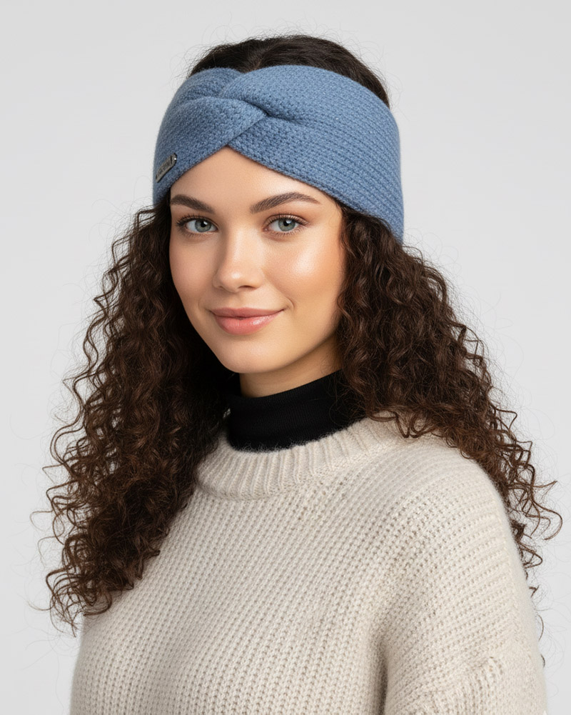 هدبند بافت لمه دار پروانه ای طیف روشن 34037 - آبی نفتی