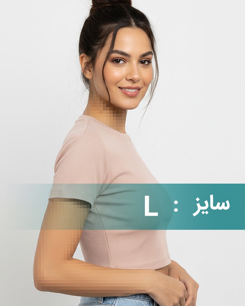 کراپ تیشرت کبریتی زنانه 01845 - هلویی سیر