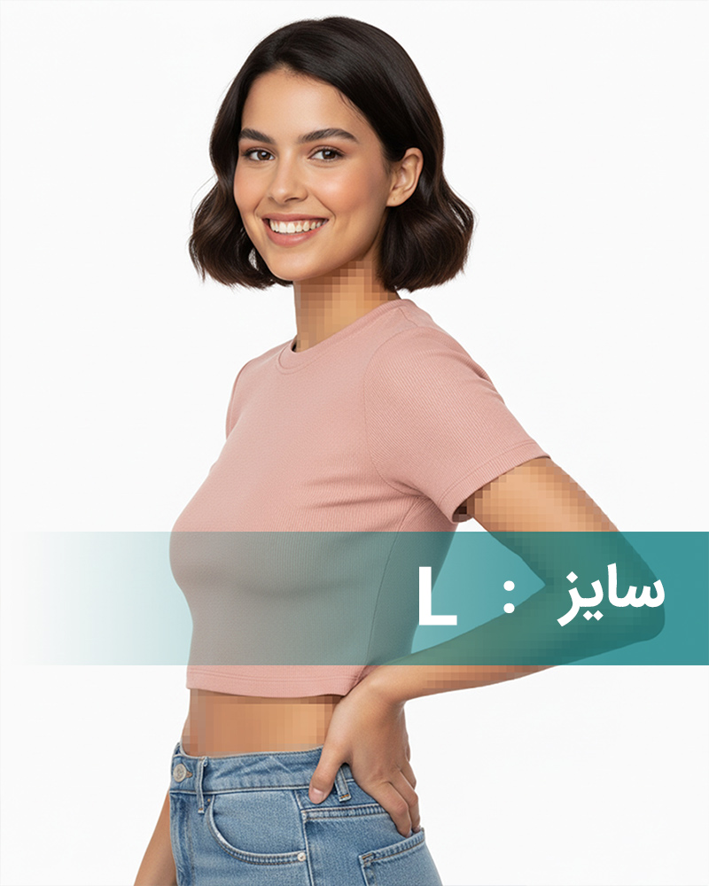 کراپ تیشرت کبریتی زنانه 01845 - صورتی