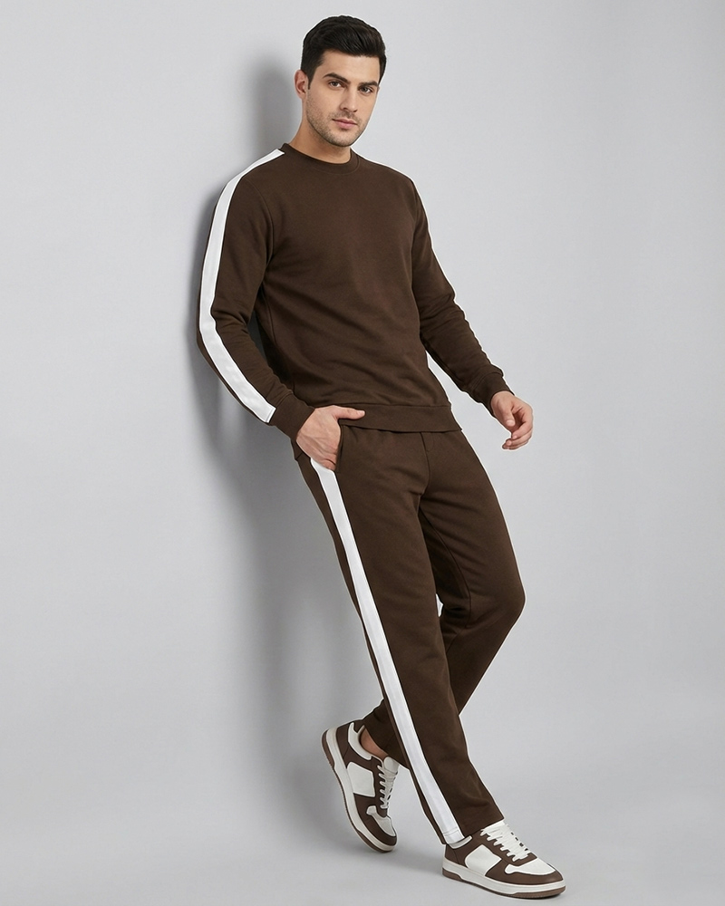 ست بلوز و شلوار دورس مردانه 041774 - قهوه‌ای