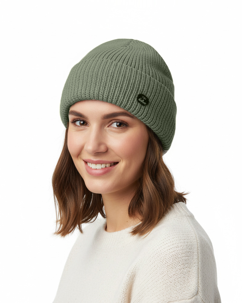 کلاه بافت ساده یونیسکس 30031 - زیتونى