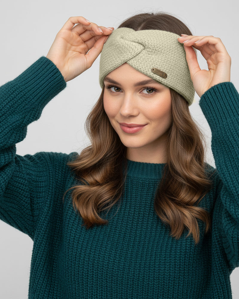 هدبند بافت شاینی پروانه ای طیف تیره 34036 - کرمی سیر