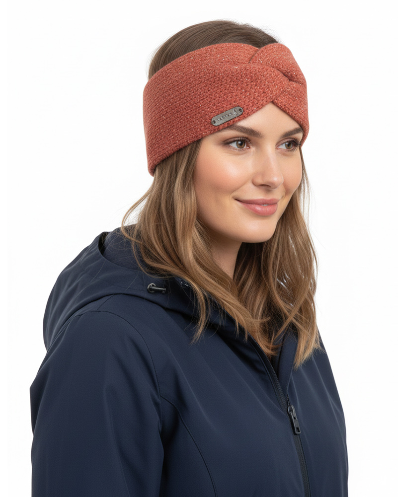 هدبند بافت شاینی پروانه ای طیف تیره 34036 - آجری