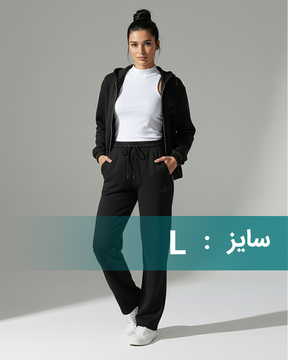 ست سویشرت و شلوار دورس توکرکی زنانه 4059 - مشکی