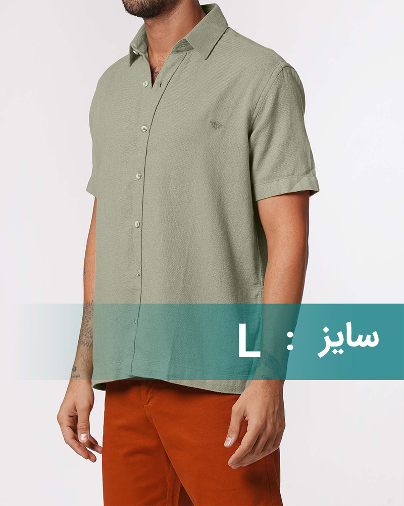 پیراهن آستین کوتاه ساده مردانه 4102 - خاکی